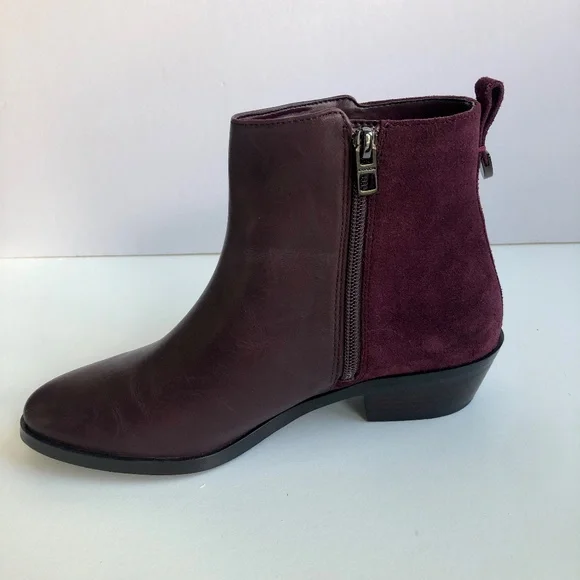 COACH Carmen Ankle Boots Semi Matte Calf Leather/Suede Oxblood Burgundy Size 7.5 - Picture 4 of 8